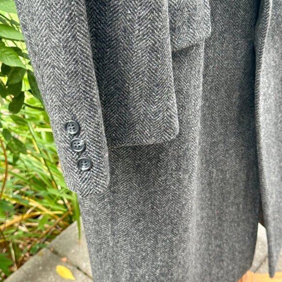 Adolfo Men's 46R Wool Herringbone Trench Coat - Picture 8 of 11